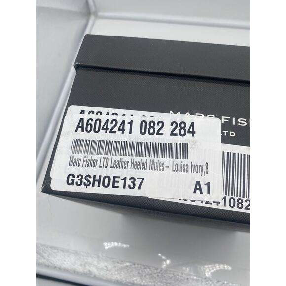 New Marc Fisher LTD Louisa Leather Block‎ Heel Slip On Mules Woven Ivory Size 8M - Picture 8 of 8